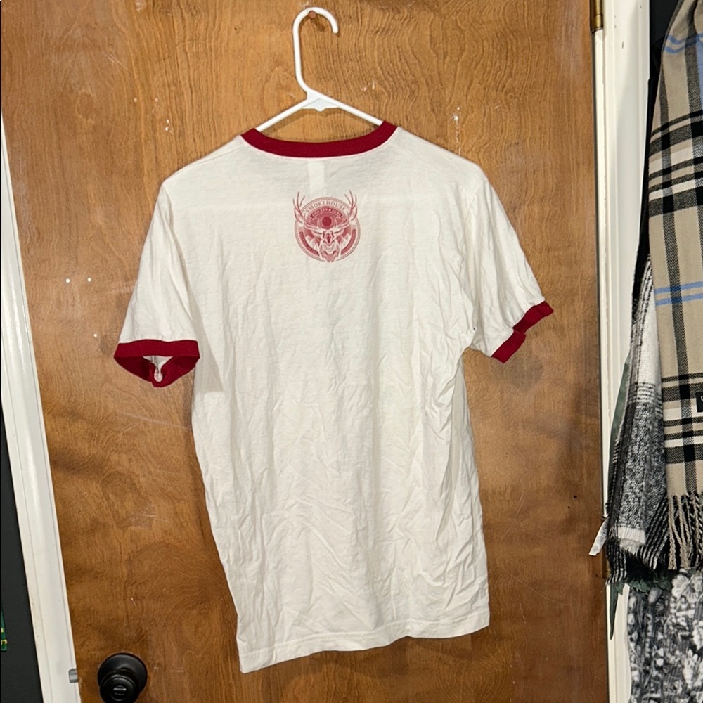 Tultex White and Red Short Sleeve Tee with Graphic Design - Picture 4 of 4
